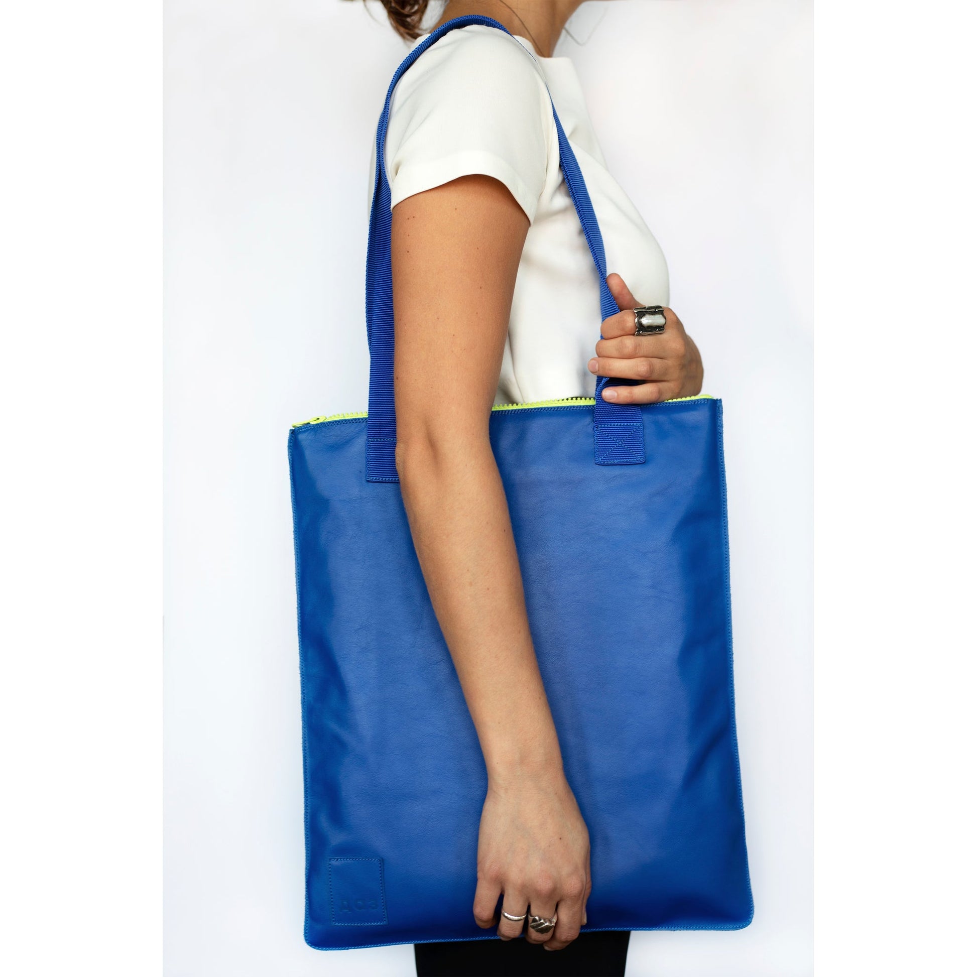 Handmade Leather Tote - Royal Blue