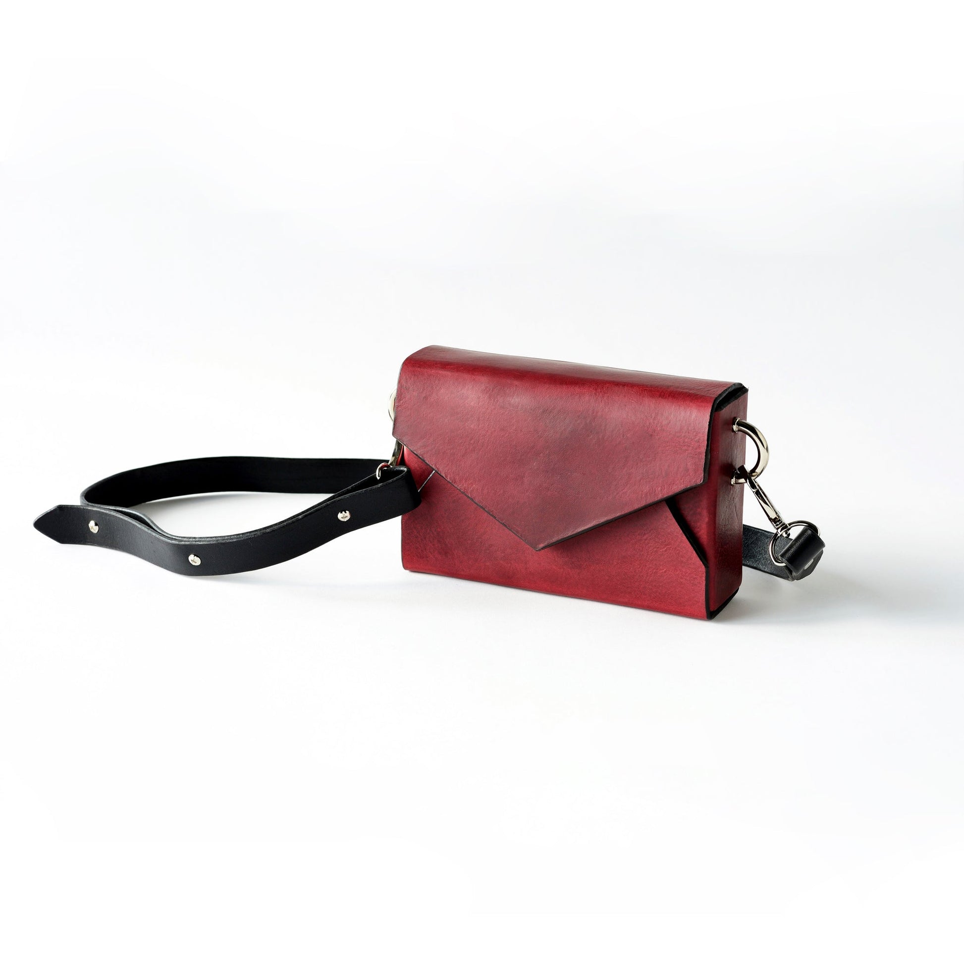 Handmade Leather Envelope Bag - Burgundy