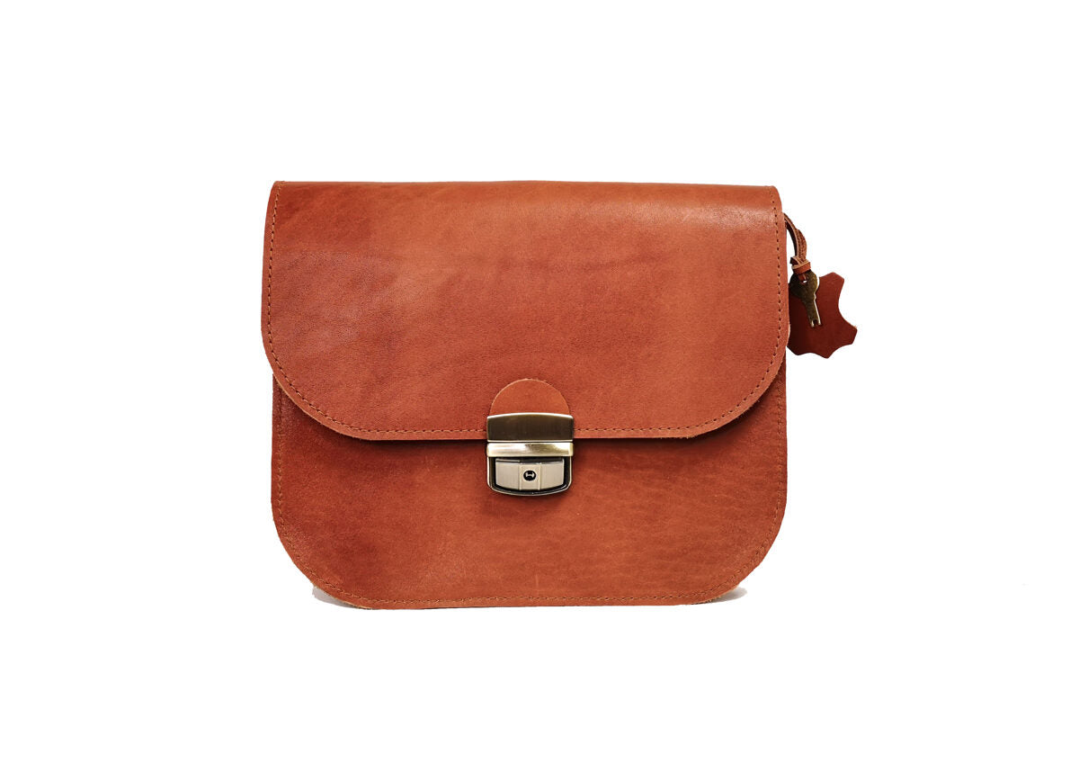 Natural Leather Saddle Bag Large – Light Brown