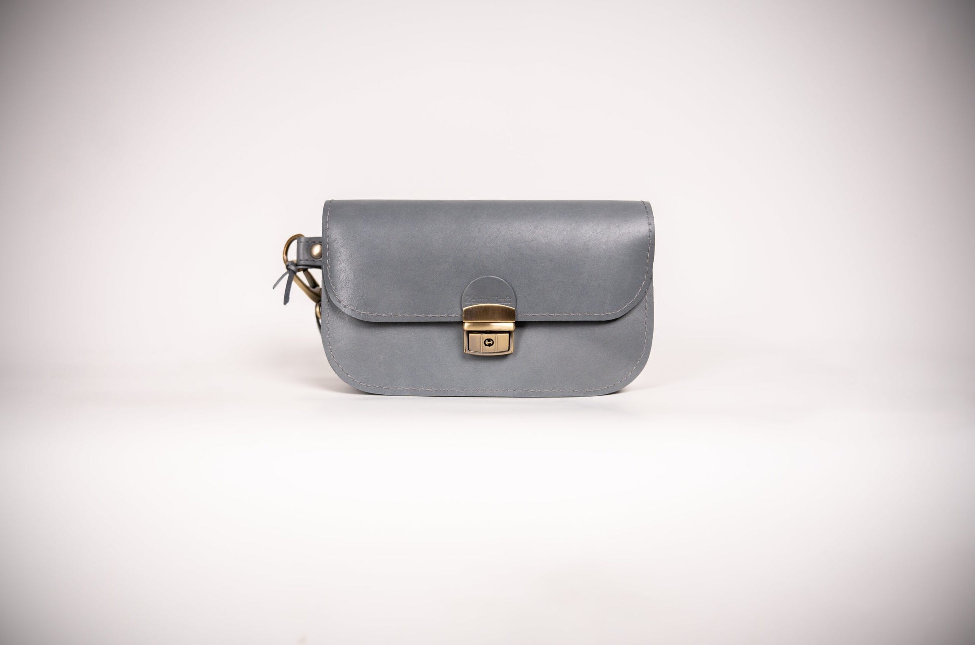 Natural Leather Saddle Bag Mini - Grey