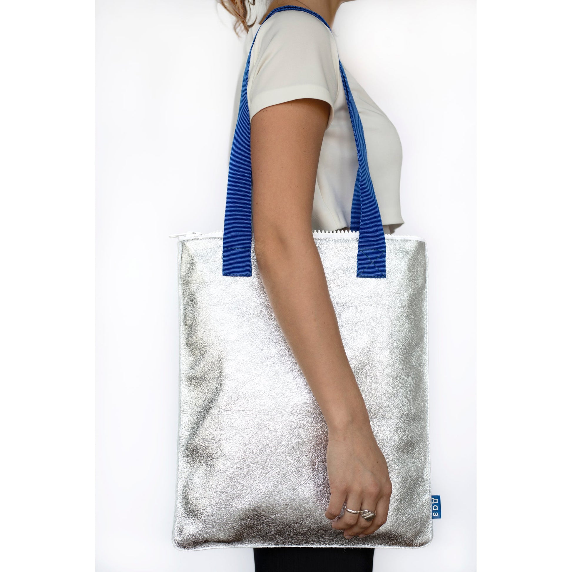 Handmade Leather Tote - Silver