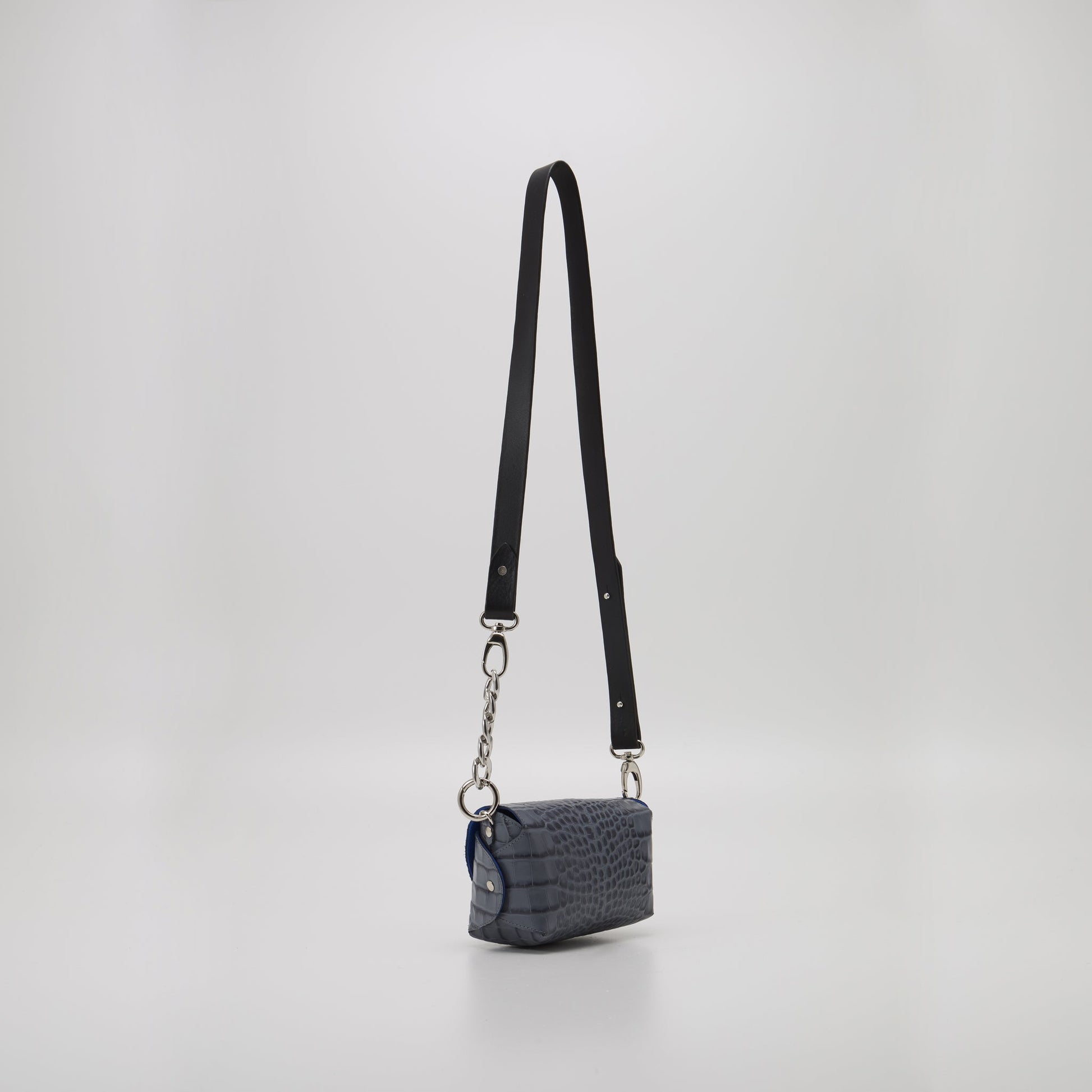 Handmade Leather Shoulder - Grey and Blue Texture